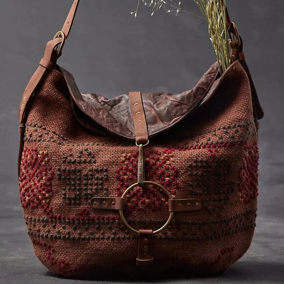 FREE PEOPLE We The Free Talia Shoulder Bag In Distressed Brown NWT - Picture 2 of 9